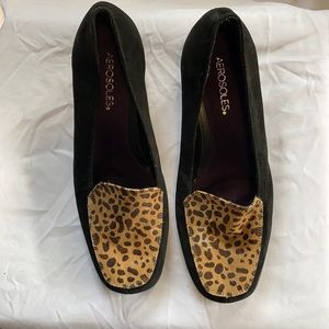 Aerosoles Black and Leopard print Wedge Loafers